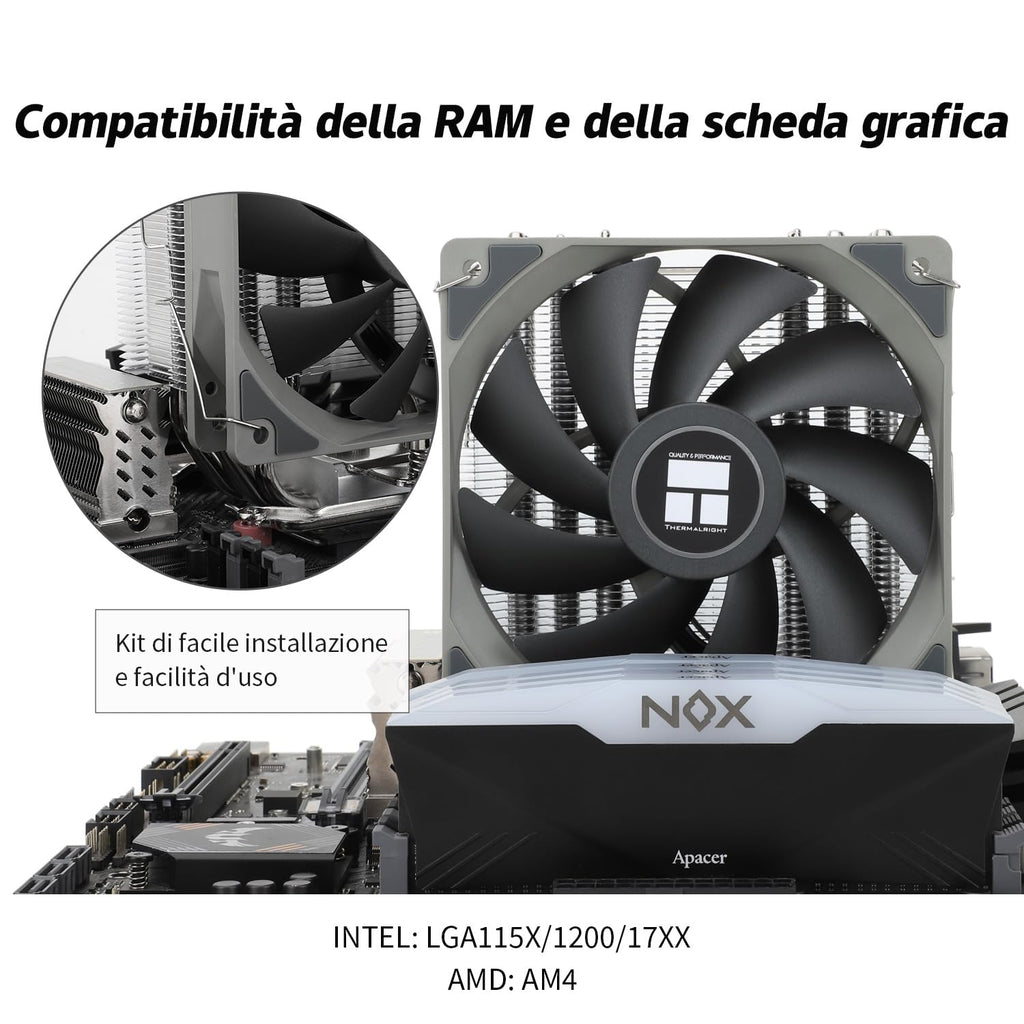 TR Assassin King 120 SE White ARGB CPU-luftkylare, 5 värmerör TL-C12CW-S PWM tyst CPU-kylare, för AMD AM4 AM5/Intel 1151/1150/1200/1700