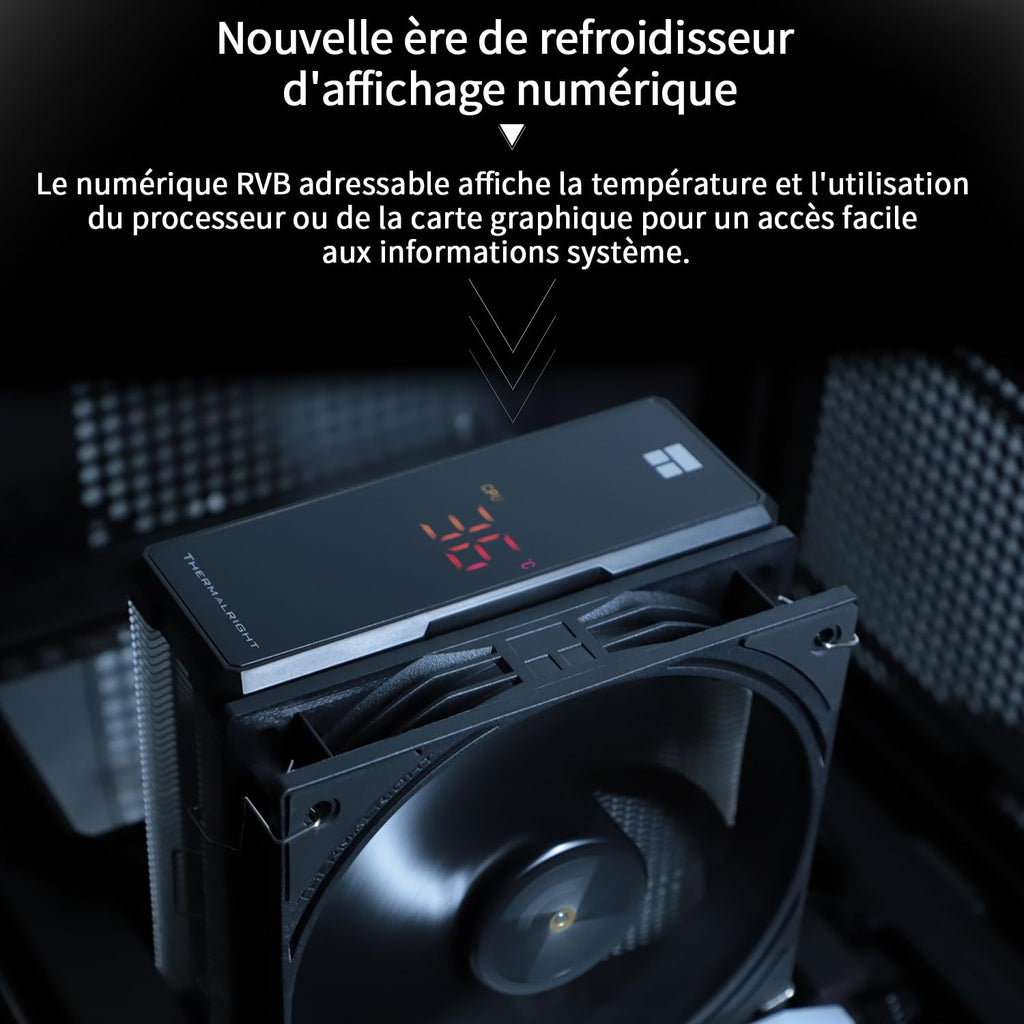 TR Assassin X 120R Digital ARGB vit hastighetsluftkylare, 4 värmerör luftkylare, toppskydd, 12 cm tyst PWM-fläkt, för AM4/AM5, Intel LGA170/1851/115X/1200