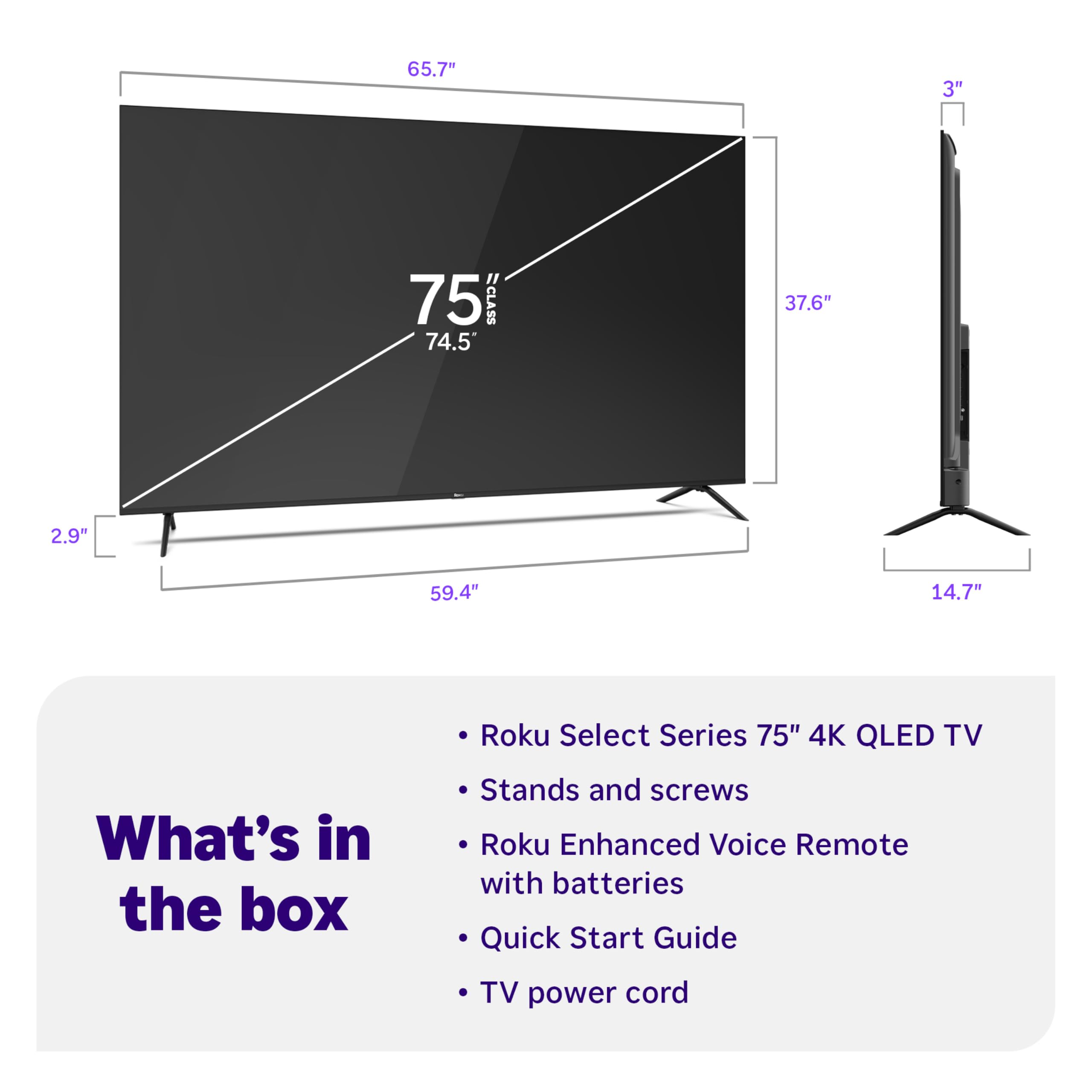Roku 50-Inch Select Series Smart TV 2026-4K QLED TV - Roku TV