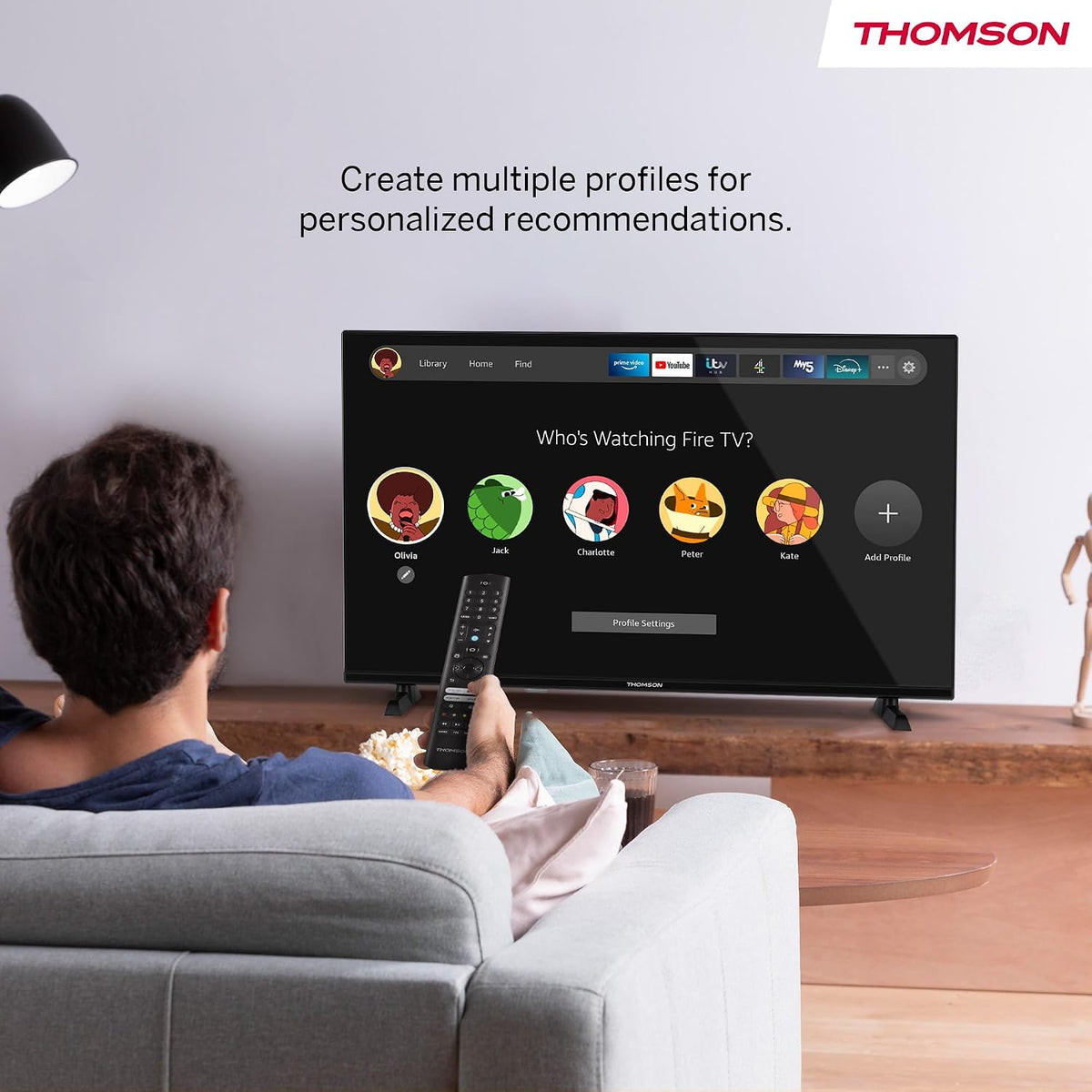 Thomson TV 50 tum (126 cm) 4K UHD Smart Fire TV, Alexa Röststyrning, Trippel tuner (DVB-T/T2/C/S/S2), Dolby Vision, Dolby Atmos, HDR10, HDMI 2.1, WiFi, Bluetooth - 50UF4S35