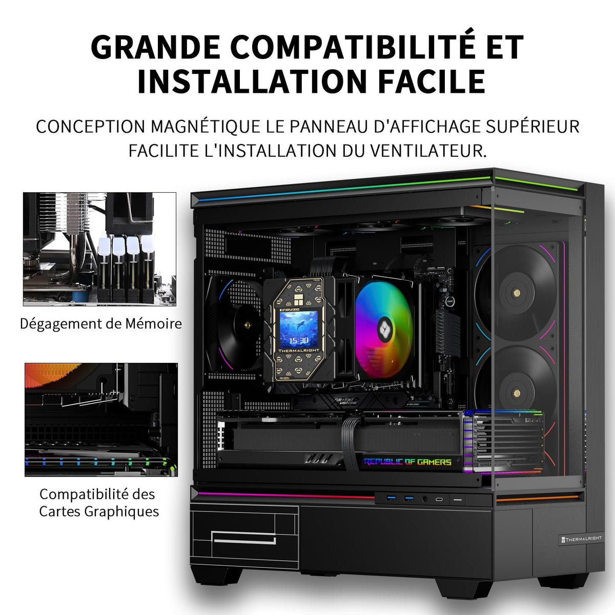 Thermalright Peerless Assassin 120 Vision ARGB svart CPU-kylare, PC-kylning med 6 värmerör, 2,8-tums magnetisk skärm (320 x 240 upplösning), för AMD AM4/AM5 och Intel LGA1700/1851