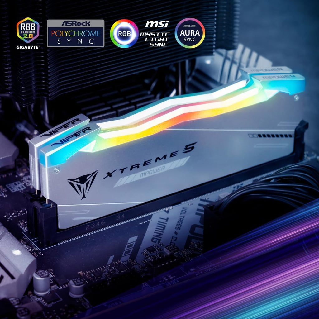Patriot Viper Xtreme 5 MPower DDR5 RGB RAM 32GB (2X16GB) 6000MT/s CL30 UDIMM Stationär Speldator Arbetsminneskit - PVXR532G60C30KM