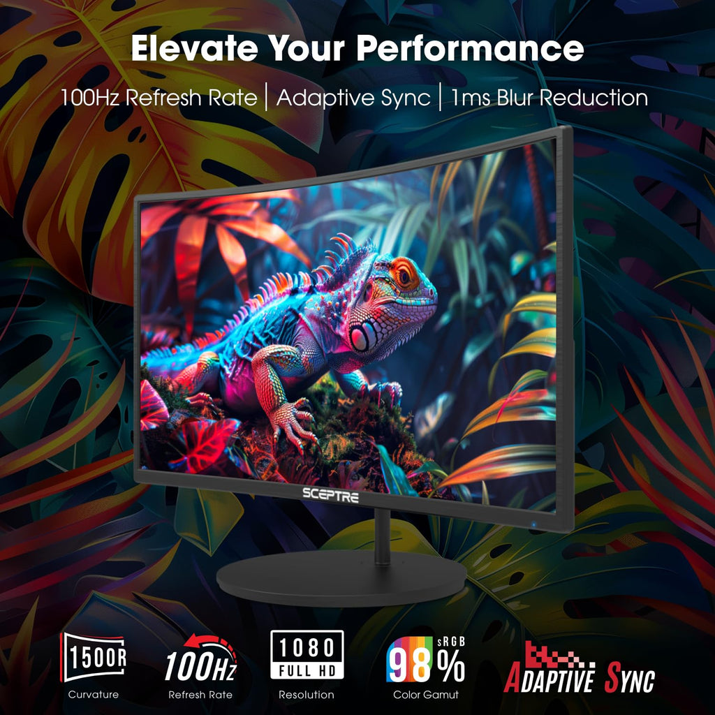Sceptre Curved 24-inch Gaming Monitor 1080p R1500 98% sRGB HDMI x2 VGA Build-in Speakers, VESA Wall Mount Machine Black (C248W-1920RN Series)