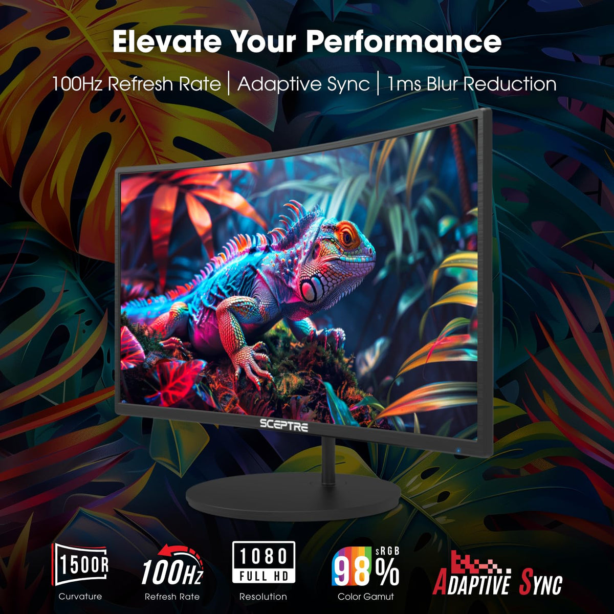 Sceptre Curved 24-inch Gaming Monitor 1080p R1500 98% sRGB HDMI x2 VGA Build-in Speakers, VESA Wall Mount Machine Black (C248W-1920RN Series)