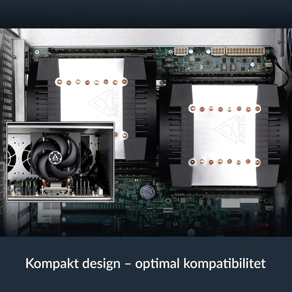 ARCTIC Freezer 4U-M (Rev. 2) för AMD: SP6, sTR5, SP3, TR4, sTRX4, sWRX8 & Intel: LGA4189, LGA4710, LGA4677, 4U & UP, CPU-kylare för server, 2 x 120 mm fläktar, 400-2300 rpm, Rackkylfläkt, Serverfläkt