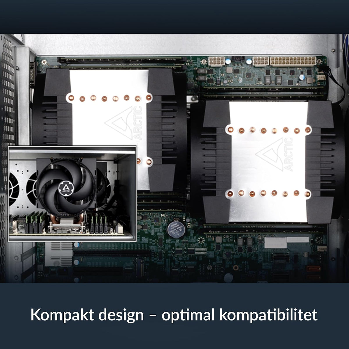 ARCTIC Freezer 4U-M (Rev. 2) för AMD: SP6, sTR5, SP3, TR4, sTRX4, sWRX8 & Intel: LGA4189, LGA4710, LGA4677, 4U & UP, CPU-kylare för server, 2 x 120 mm fläktar, 400-2300 rpm, Rackkylfläkt, Serverfläkt