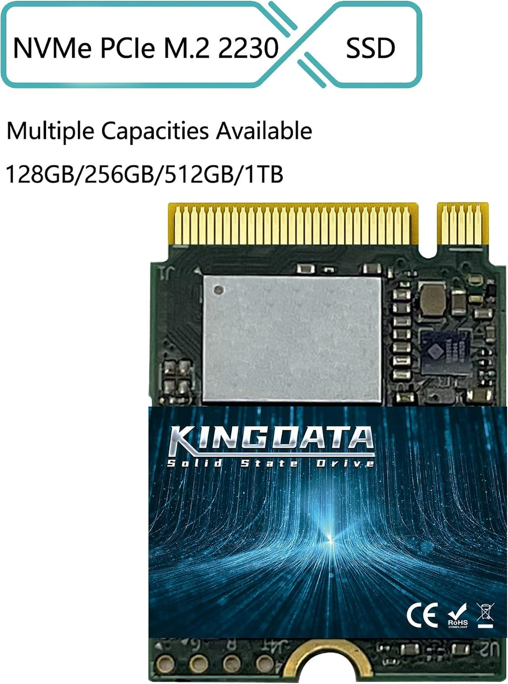 SSD M.2 2280 128GB KINGDATA Ngff SATA III 6Gb/s Högpresterande intern hårddisk för stationär bärbar dator (128GB, M.2 2280)