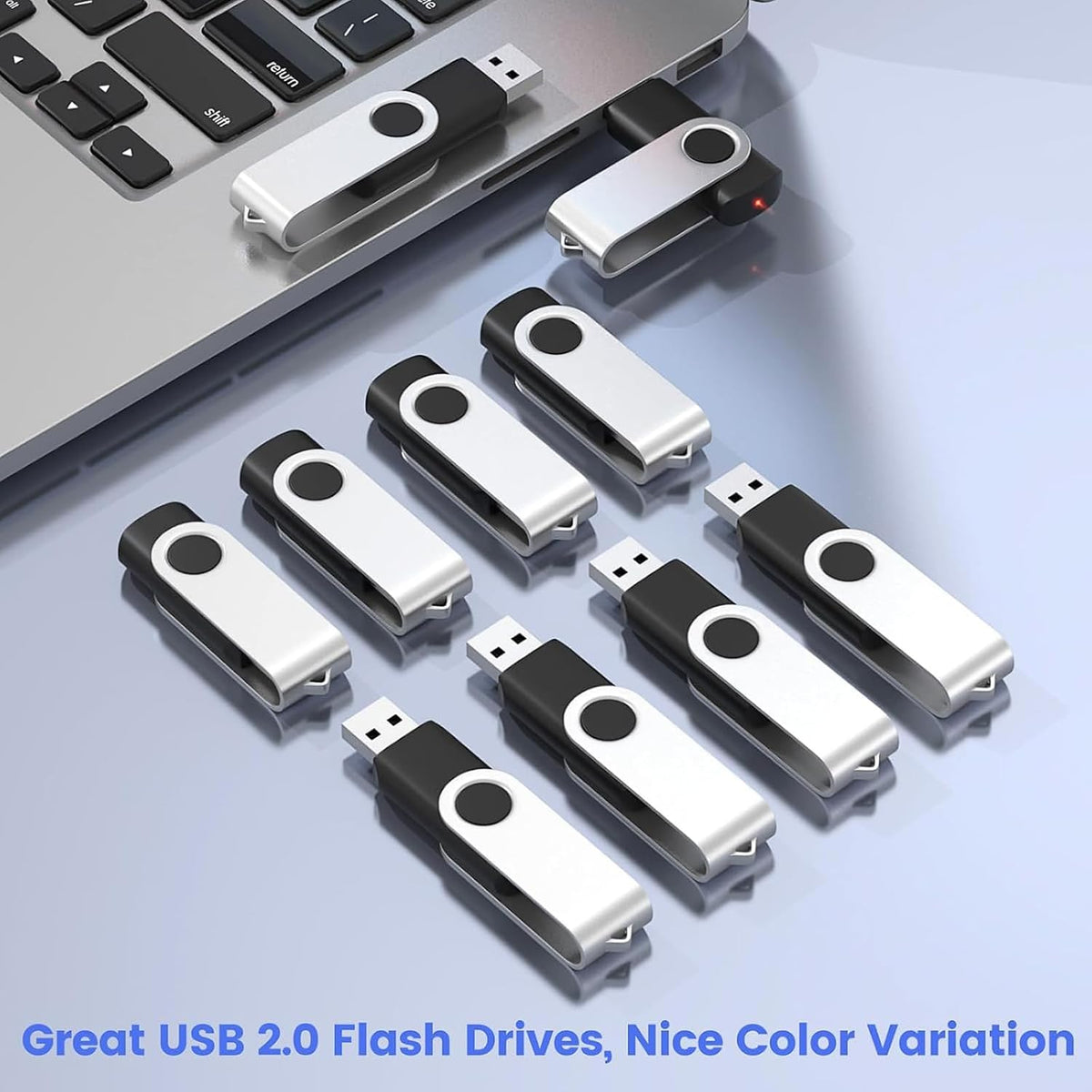 USB-minne 8 GB 10 stycken, ABLAZE mini minne minne vattentät 8 GB USB-sticks metall 10-pack för bärbar dator, dator, TV, bil