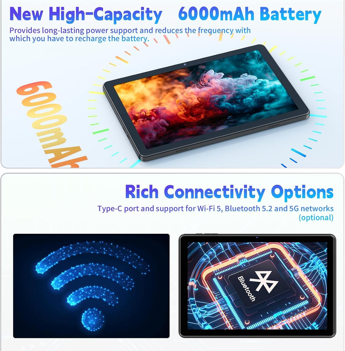 Tablet 10 tums Android 15 med 18 GB RAM 128 G ROM, Octa-Core