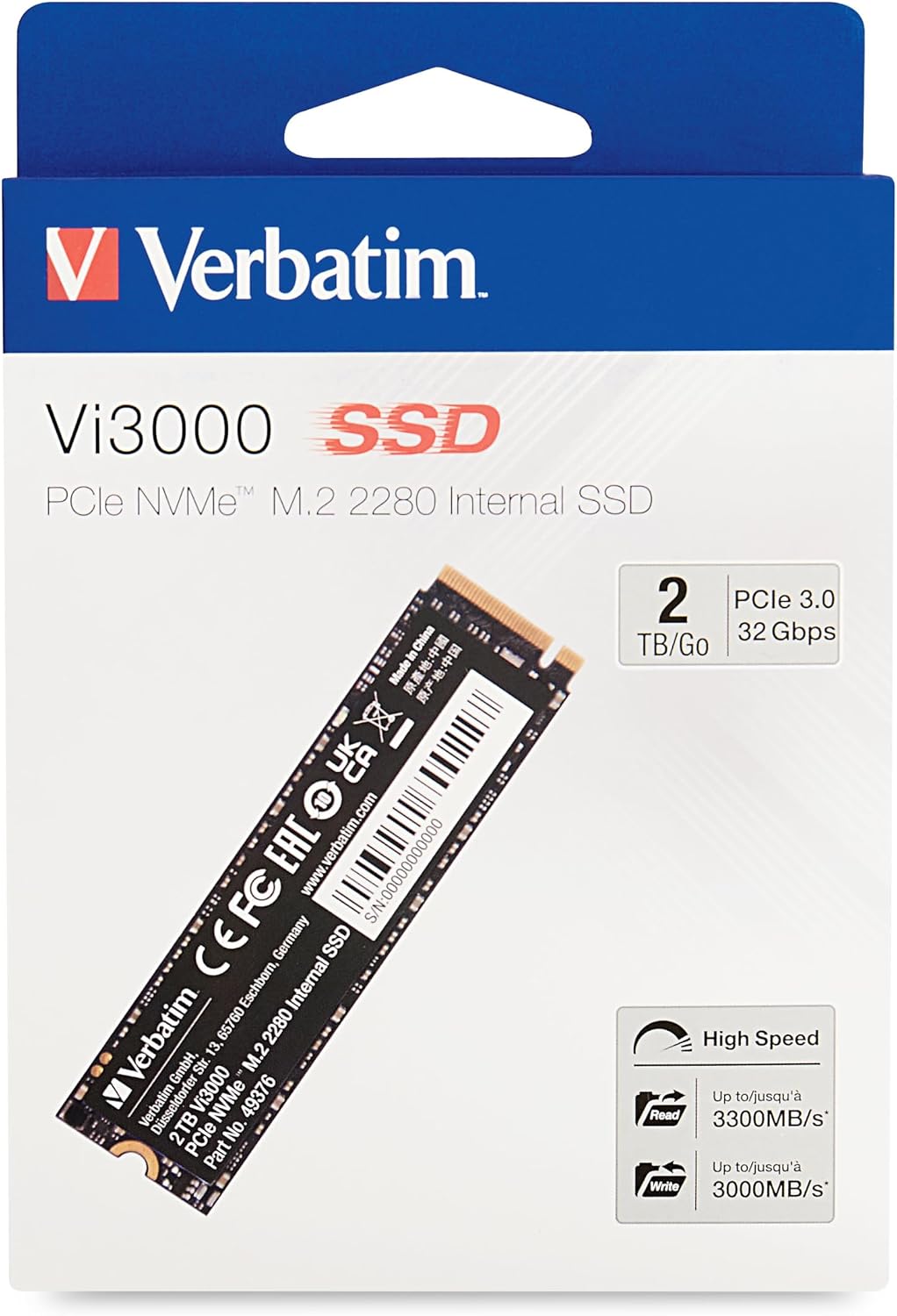 Verbatim Vi560 S3 SSD, intern SSD-enhet med 2 TB datalagring, Solid State Drive med SATA III M.2 2280 och 3D NAND-teknik, svart, perfekt för bärbar dator och Ultrabook