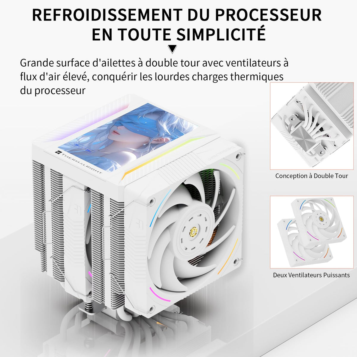 Thermalright Peerless Assassin 120 VISION MAX ARGB Black CPU-kylare, PC-kylare med 6 värmerör, 5-tums magnetisk display, 480 x 854 upplösning, för AM4/AM5 Intel LGA1700/1851