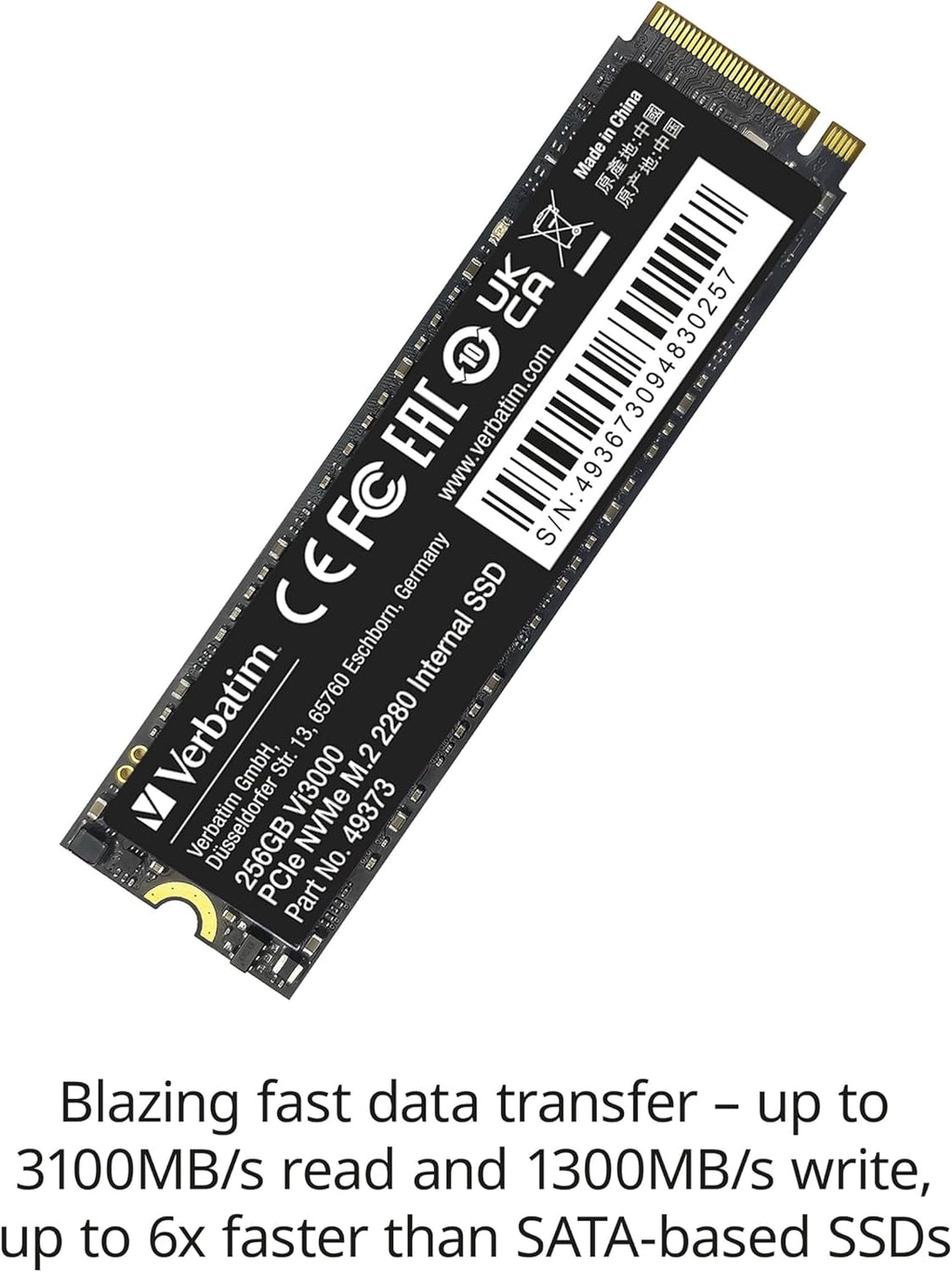 Verbatim Vi560 S3 SSD, intern SSD-enhet med 2 TB datalagring, Solid State Drive med SATA III M.2 2280 och 3D NAND-teknik, svart, perfekt för bärbar dator och Ultrabook