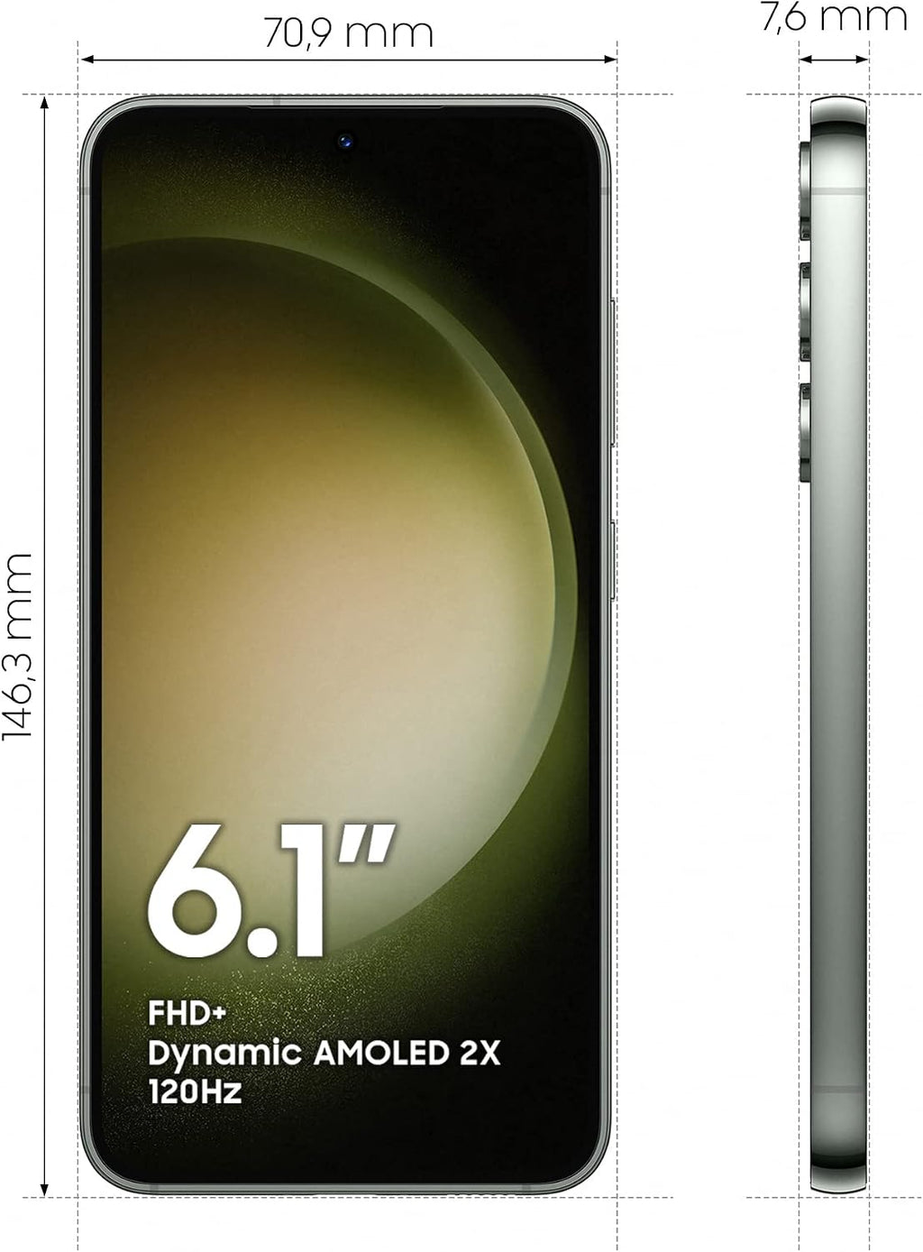 Samsung Galaxy S23 Android smartphone, 128 GB, 3 900 mAh batteri, smartphone utan kontrakt grön