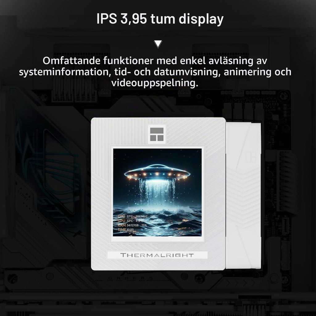Thermalright Phantom Spirit 120 Vision EVO CPU-kylare, PC-kylflänskylare 7 värmerör, 3,95 tums magnetisk skärm med 480 x 480-upplösning, för AM4/AM5 och Intel LGA1700/1851/115 x