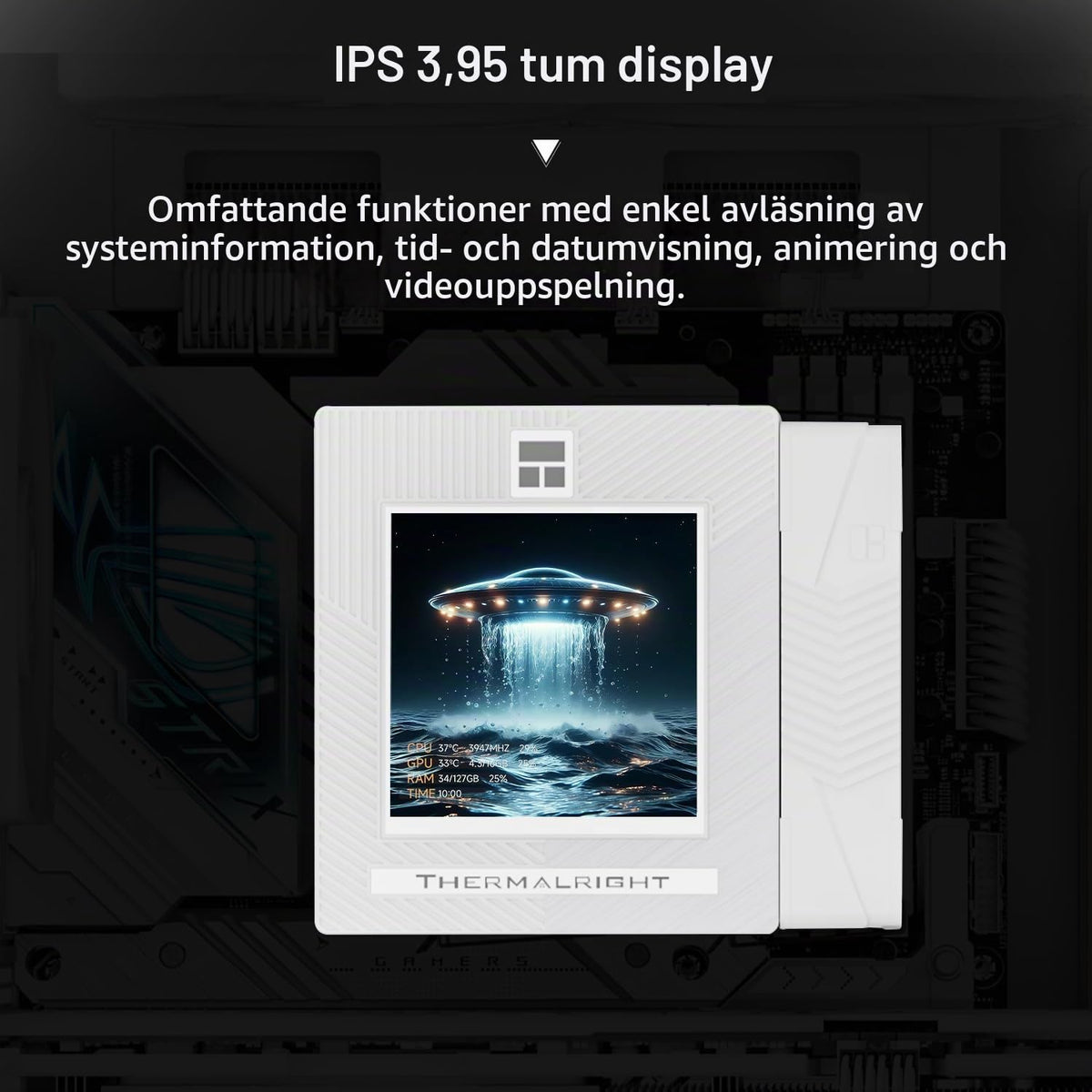 Thermalright Phantom Spirit 120 Vision EVO CPU-kylare, PC-kylflänskylare 7 värmerör, 3,95 tums magnetisk skärm med 480 x 480-upplösning, för AM4/AM5 och Intel LGA1700/1851/115 x