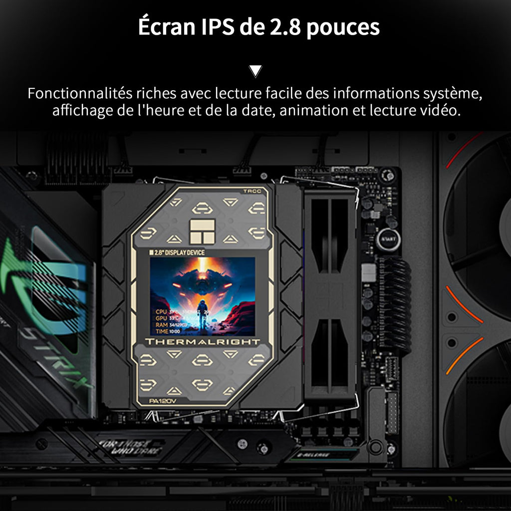 Thermalright Peerless Assassin 120 Vision ARGB svart CPU-kylare, PC-kylning med 6 värmerör, 2,8-tums magnetisk skärm (320 x 240 upplösning), för AMD AM4/AM5 och Intel LGA1700/1851