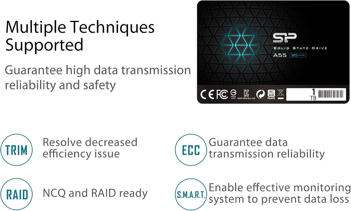 Silicon Power 256GB SSD 3D NAND A5X SLC Cache Performance Boost SATA III 2.5" Internal Solid State Drive SP256GBSS3A55S25AY