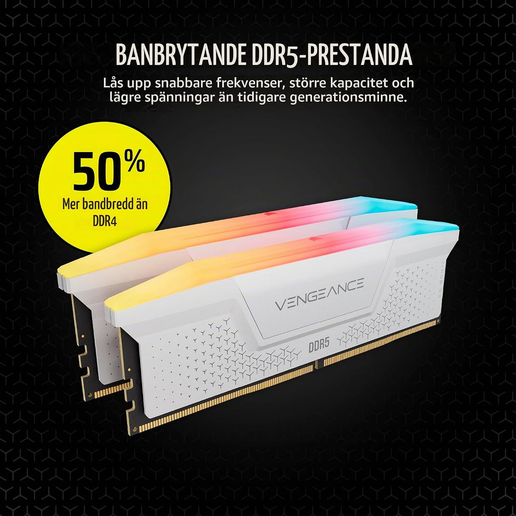 CORSAIR VENGEANCE RGB RS DDR5 64GB (2x32GB) Upp Till 6000MHz AMD INTEL RAM