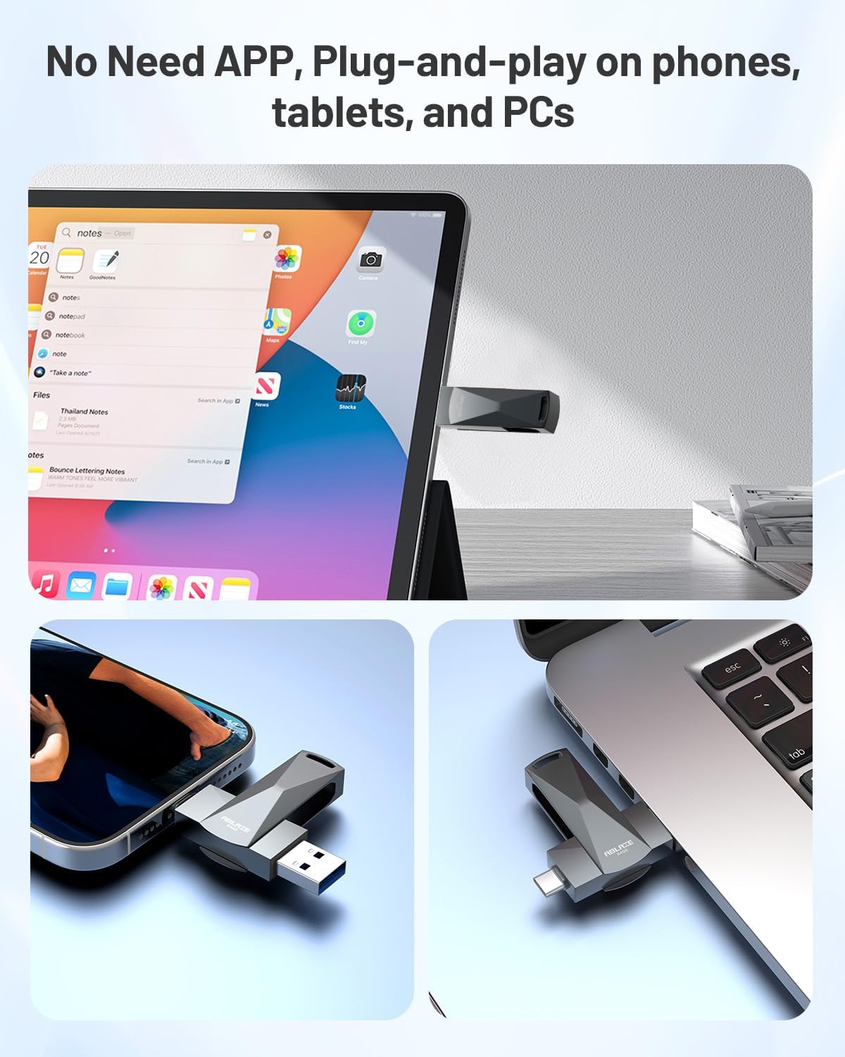 USB-minne 8 GB 10 stycken, ABLAZE mini minne minne vattentät 8 GB USB-sticks metall 10-pack för bärbar dator, dator, TV, bil