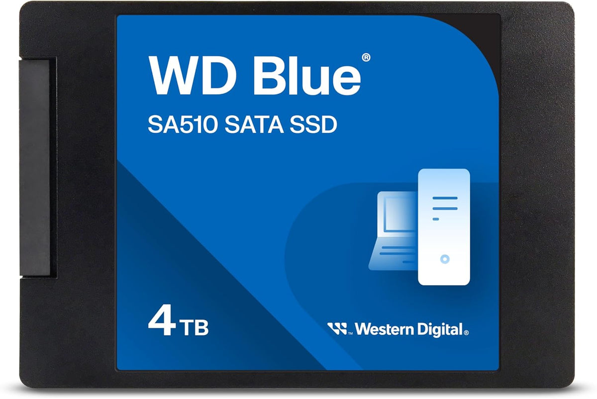 WD Blue SA510 4TB SSD, 2.5" SATA SSD, Internt lagringsutrymme, Snabba läshastigheter upp till 560 MB/s, Klona din hela dators hårddisk med den medföljande programvaran Acronis True Image for WD