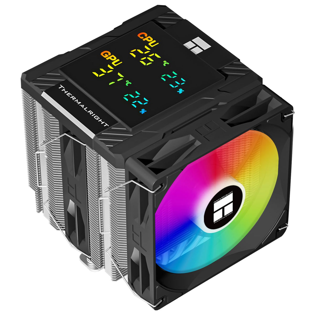 Thermalright Peerless Assassin 120 digital ARGB svart CPU-kylare, kylning med dubbla dörrar och dubbla fläktar, CPU-luftkylare, digital skärmskydd, för AM4/AM5, Intel LGA1851/1700/115X/1200