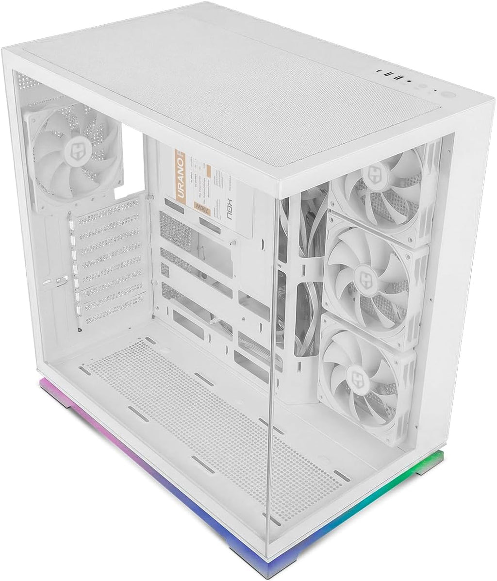 NOX XTREME PRODUCTS Hummer Galaxy - Datorchassi, Ramlöst Härdat Glas, 4x 120mm PWM Fläktar, Plats för 10 Fläktar, USB-C och USB 3.0, ARGB Hub Controller, ATX/M-ATX/ITX, Svart