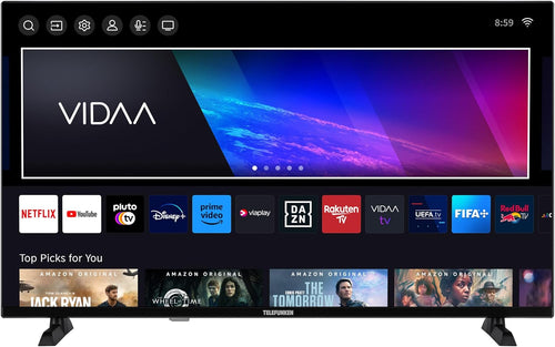 Telefunken QLED VIDAA QU50VP750S Smart TV 50 tum 4K UHD, HDR med Dolby Vision, Dolby Atmos, trippel tuner och 6 månader HD+ ingår, svart