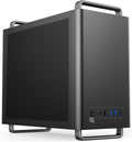 NEWWAY 2025 NC1 bärbart mini-torn, datorchassi, kompatibelt med Mini-ITX, ITX, Micro-ATX, typ-C, USB, inklusive 1 x fläkt, 9 mm, 3 Molex-stift, väggnät i metall (svart)