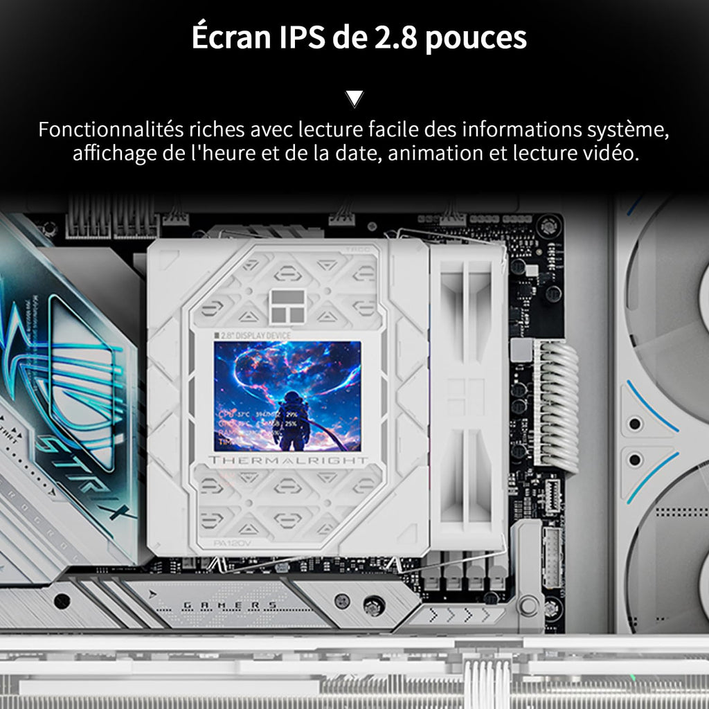 Thermalright Peerless Assassin 120 Vision ARGB svart CPU-kylare, PC-kylning med 6 värmerör, 2,8-tums magnetisk skärm (320 x 240 upplösning), för AMD AM4/AM5 och Intel LGA1700/1851