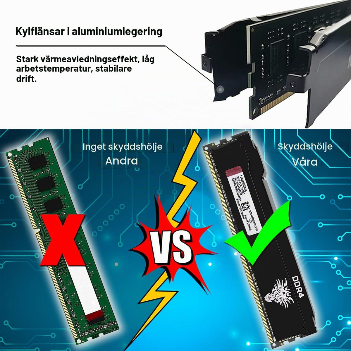 DDR4 2666 MHz 8 GB skrivbord RAM PC4-21300 UDIMM icke-ECC obuffrad 1,2 V 288-stifts CL19 PC datorminne uppgraderingsmodul kit (svart)