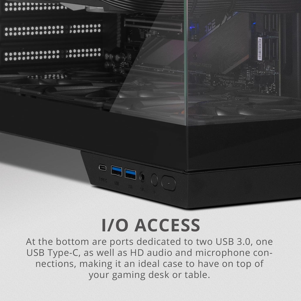 NOX XTREME PRODUCTS Hummer Galaxy - Datorchassi, Ramlöst Härdat Glas, 4x 120mm PWM Fläktar, Plats för 10 Fläktar, USB-C och USB 3.0, ARGB Hub Controller, ATX/M-ATX/ITX, Svart
