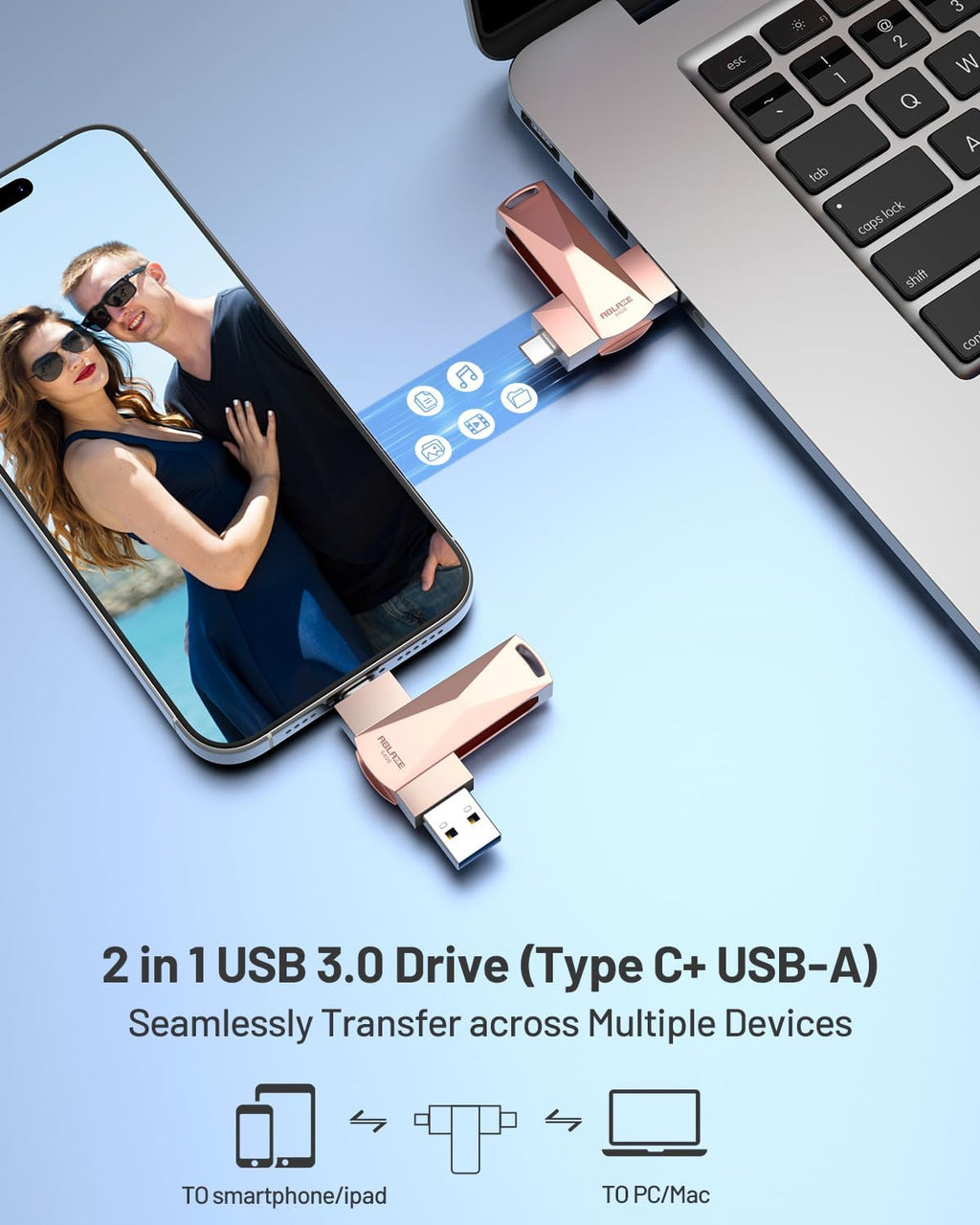 USB-minne 8 GB 10 stycken, ABLAZE mini minne minne vattentät 8 GB USB-sticks metall 10-pack för bärbar dator, dator, TV, bil