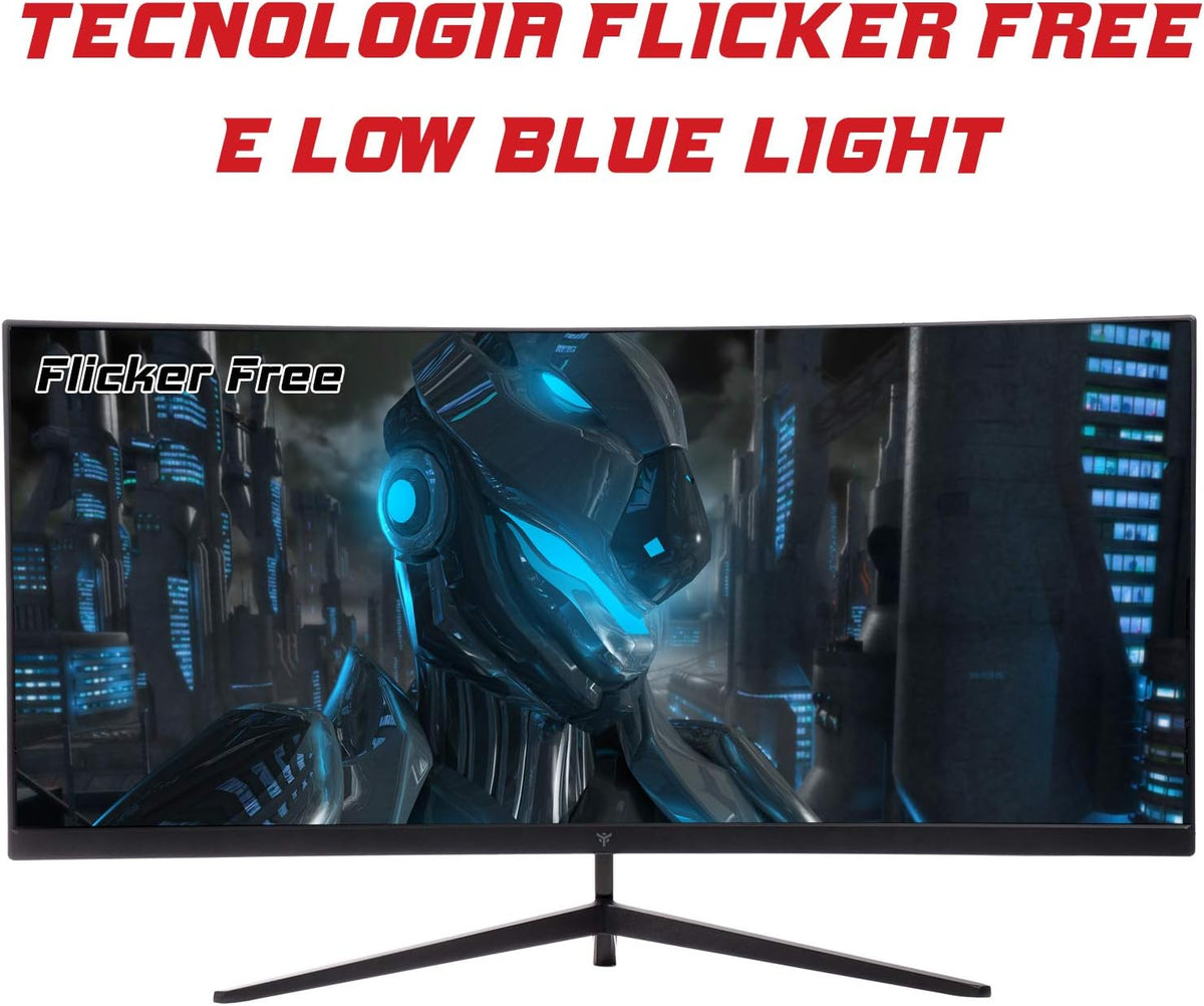 iTek Monitor GGC – 30 tum böjd R1800, WFHD 2560 x 1080 UltraWide, VA, 200 Hz, 21:9, 1 ms MPRT, 3 x HDMI, DP, Audio, HDR Ready, Adapt Sync, svart
