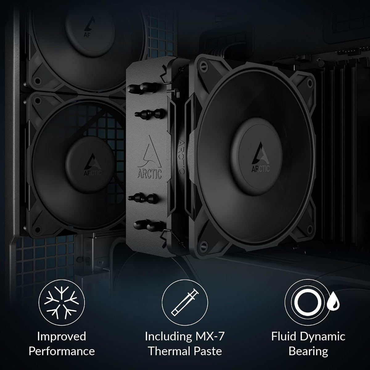 ARCTIC Freezer 36-S – entorns processorkylare för Intel och AMD med tryckoptimerad P12 Pro-fläkt på 120 mm, 600–3 000 rpm, fluiddynamiskt lager, inkl. MX-7