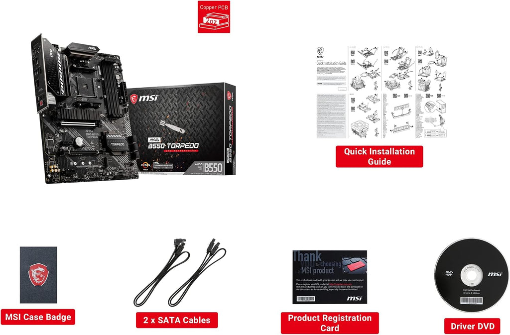 MSI MPG B550 Gaming Plus (ATX AMD AM4 DDR4 M.2 USB 3.2 Gen 2 HDMI ATX Gaming Moderkort AMD Ryzen™ 5000-processorer