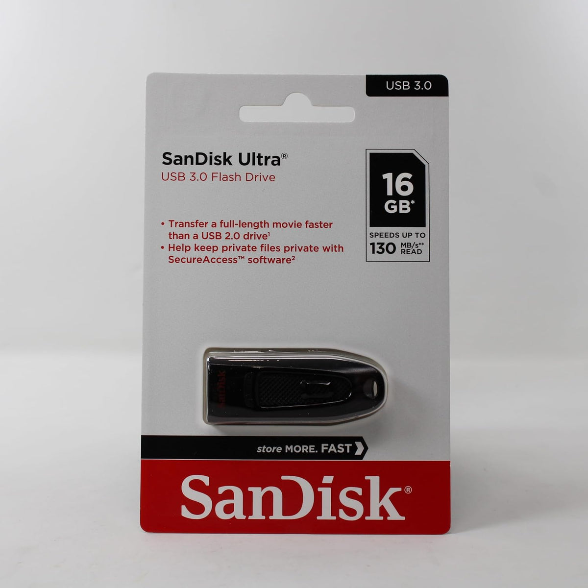 SanDisk Ultra 128 GB, USB 3.0 flash drive, with up to 130 MB/s read speed, Black