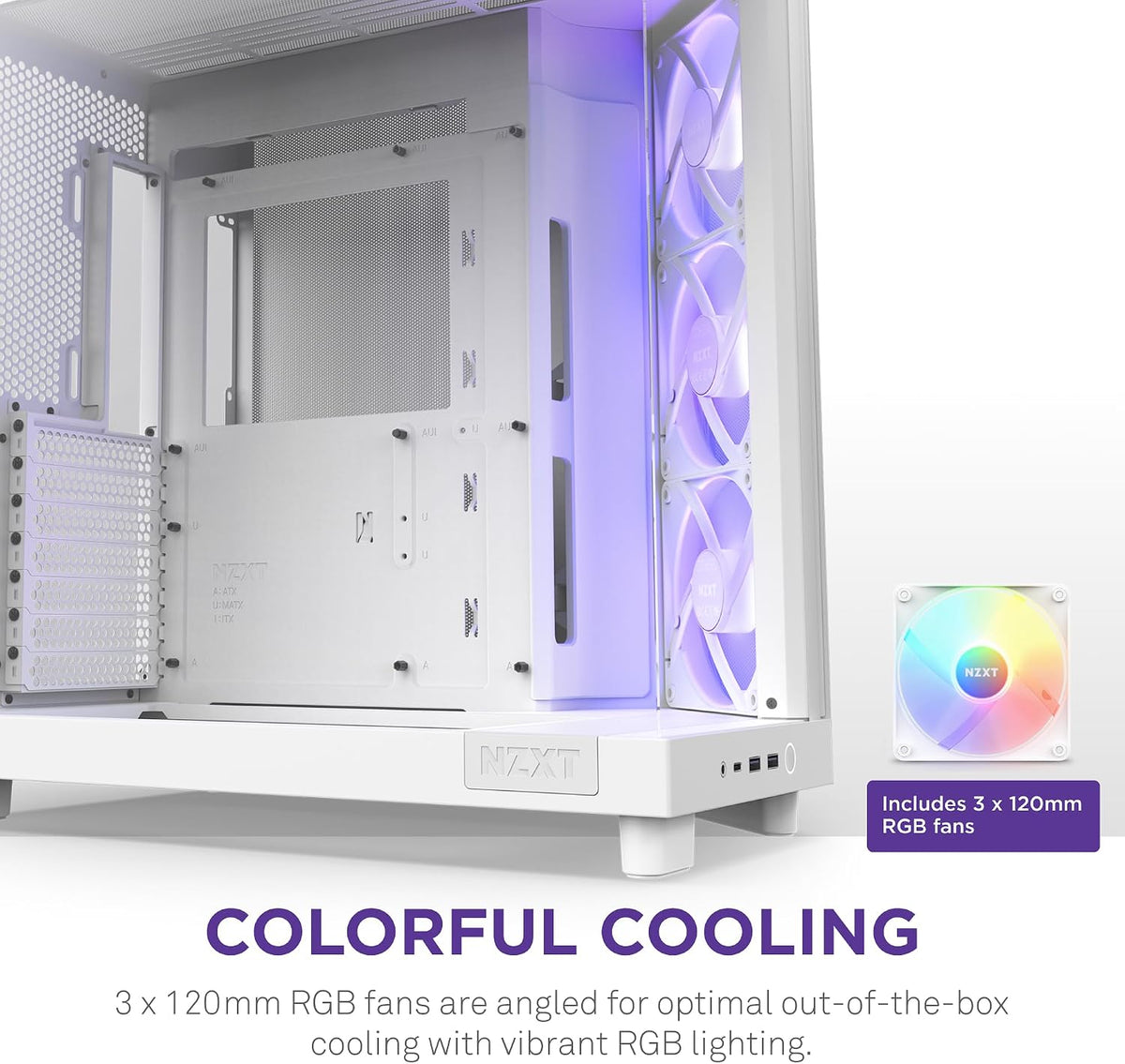 NZXT H6 RGB+ - Kompakt Dubbelkammare ATX PC-chassi - Vit