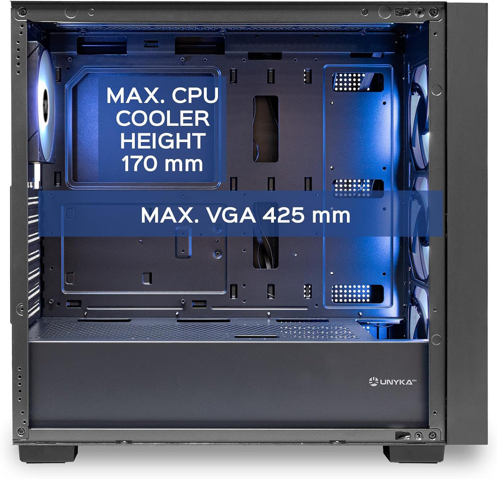 UNYKAch Revelat Madeira Black ATX-fodral med härdat glassida, lämpligt för kort upp till 425 mm och vätskekylning upp till 360 mm
