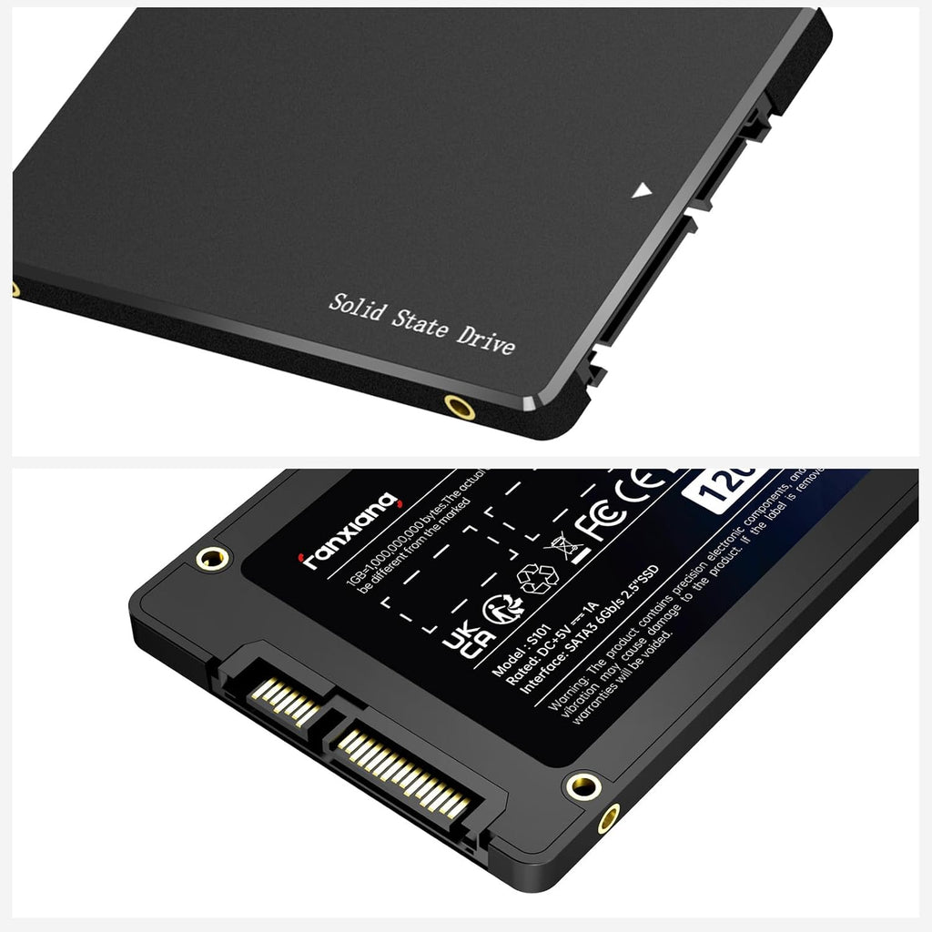 Fanxiang S101 1 TB SSD SATA III 6 Gb/s 2,5 tum intern solid state-enhet, läshastighet upp till 550 MB/sek, kompatibel med bärbara datorer och PC stationära datorer (svart)
