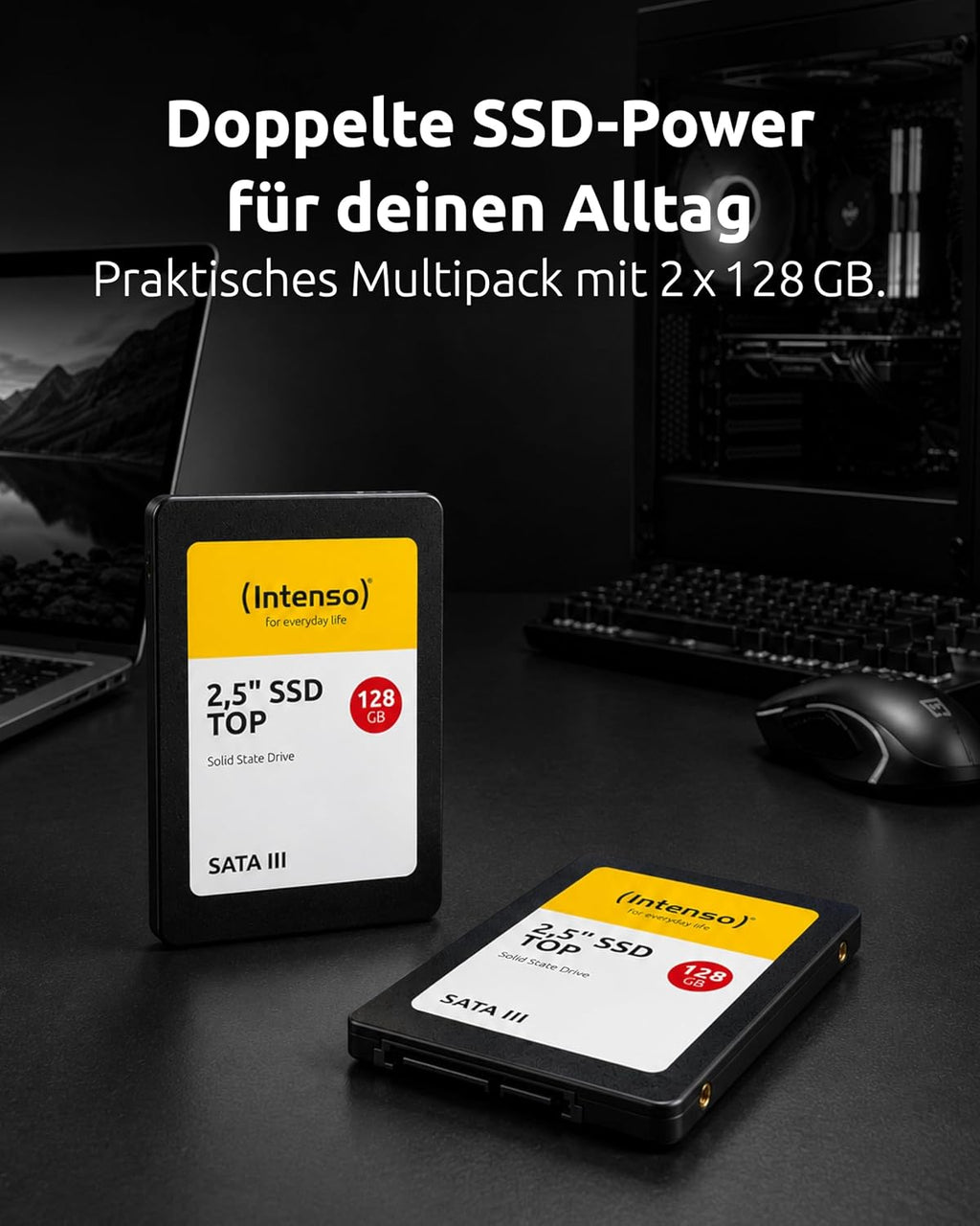 Intenso 2 x 128 GB intern 2,5 tum SSD SATA III Top – laptop och PC-hårddisk