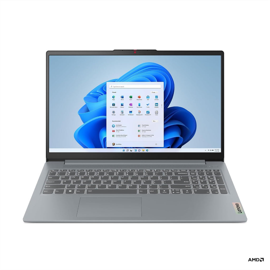 Lenovo IdeaPad Slim 3 82XQ012QMX 15,6" bärbar dator, Windows 11 Home S, grå – Full HD, Ryzen 3, 8GB RAM, 128GB SSD