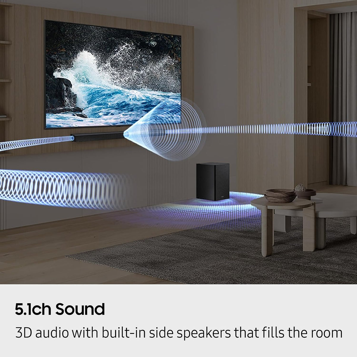 Samsung B-Series Soundbar HW-B550F 2.1 ch DTS Virtual:X Soundbar with Subwoofer (2025 Model) Voice Enhance Mode, Bass Boost, Adaptive Sound