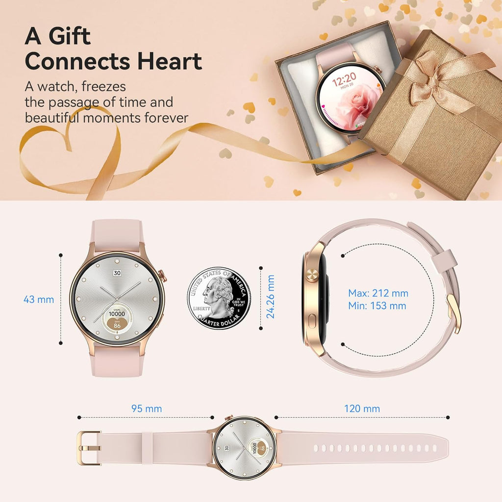 Smart Watch for Men Women, Answer/Make Call, AMOLED Ultra-Clear Screen Activity Trackers with Heart Rate/Sleep/Step Monitor, Smartwatch for iPhone/Samsung/Android, 110+ Sport Modes, 3ATM Waterproof