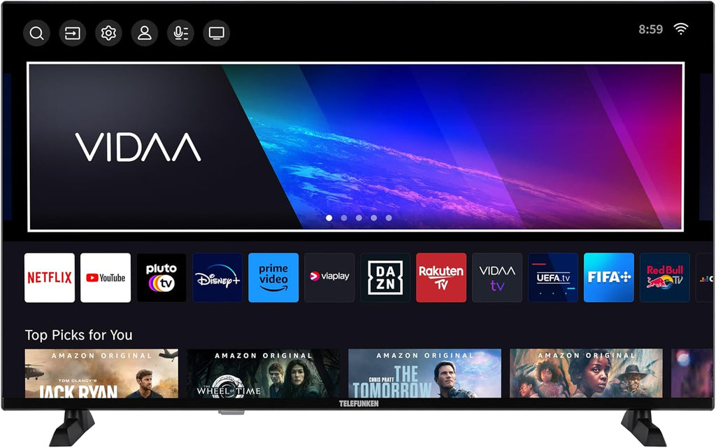 Telefunken QLED VIDAA QU50VP750S Smart TV 50 tum 4K UHD, HDR med Dolby Vision, Dolby Atmos, trippel tuner och 6 månader HD+ ingår, svart