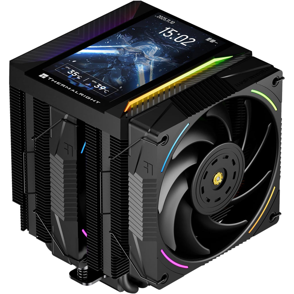 Thermalright Peerless Assassin 120 VISION MAX ARGB Black CPU-kylare, PC-kylare med 6 värmerör, 5-tums magnetisk display, 480 x 854 upplösning, för AM4/AM5 Intel LGA1700/1851