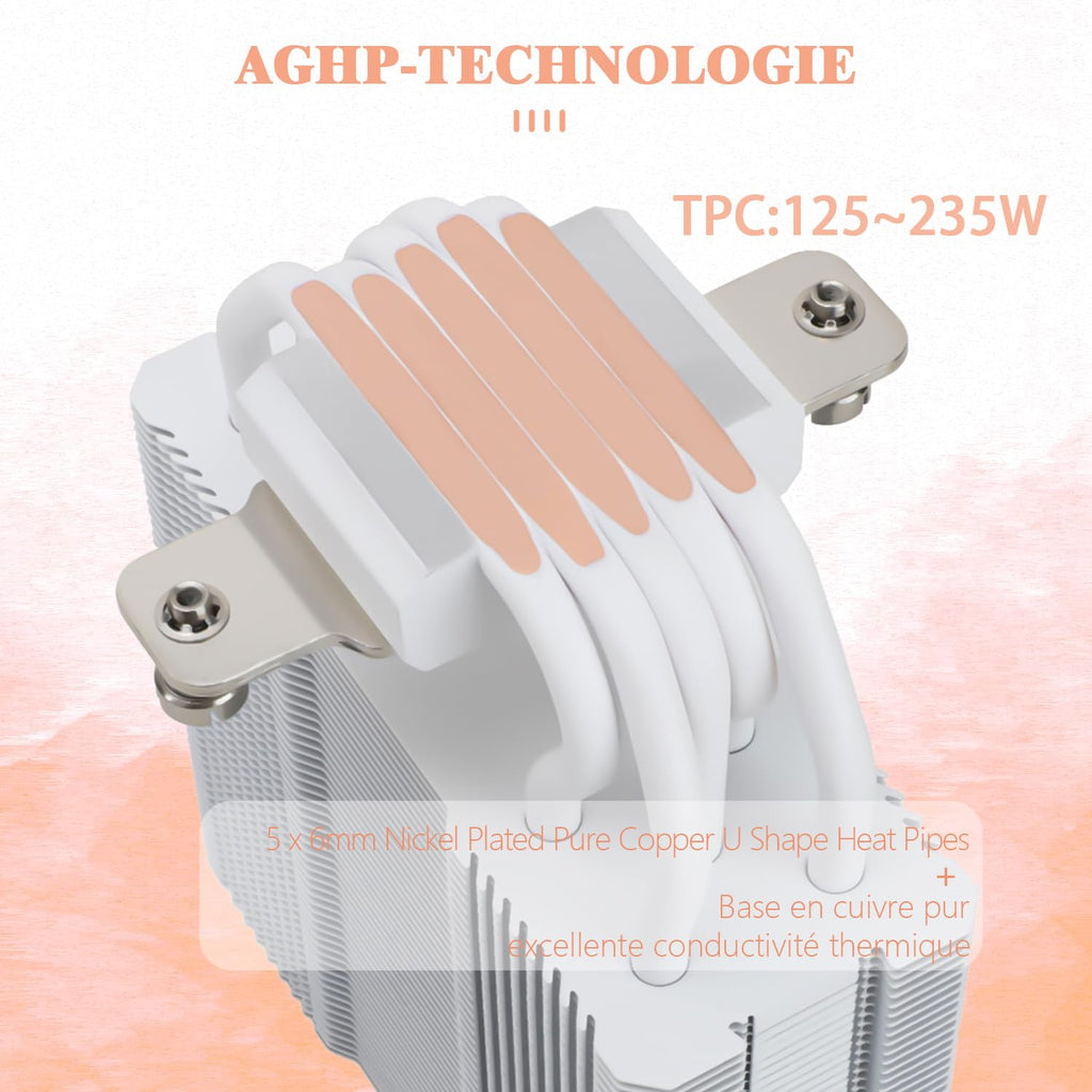 TR Assassin King 120 SE White ARGB CPU-luftkylare, 5 värmerör TL-C12CW-S PWM tyst CPU-kylare, för AMD AM4 AM5/Intel 1151/1150/1200/1700