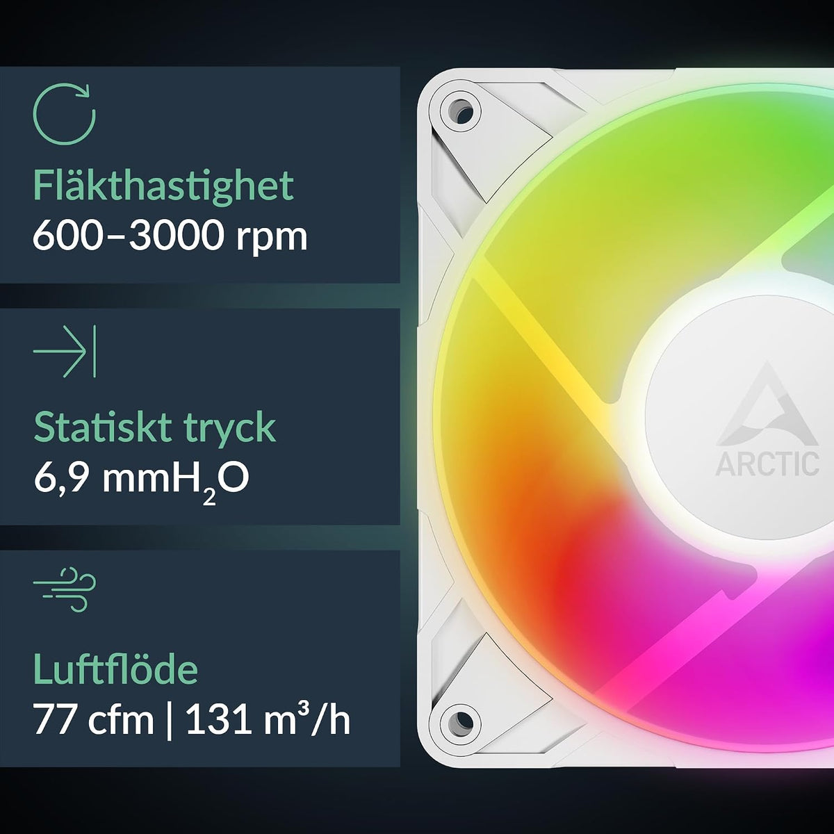 ARCTIC Freezer 36-S A-RGB – entorns processorkylare med ARGB-belysning för Intel och AMD, tryckoptimerad P12 Pro-fläkt på 120 mm, 600–3000 rpm, fluiddynamiskt lager, inkl. MX-7 - Svart