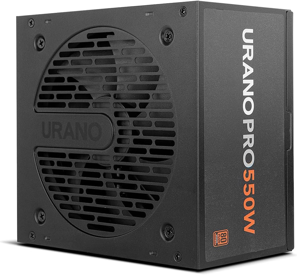 NOX URANO PRO 550W Bronze - Nätaggregat 550W, 80 PLUS Bronze-certifierad, ATX MB, SATA, EPS, PCIE, 12V, Molex, 120mm PWN-fläkt, automatisk spänning (100-240V), svart.