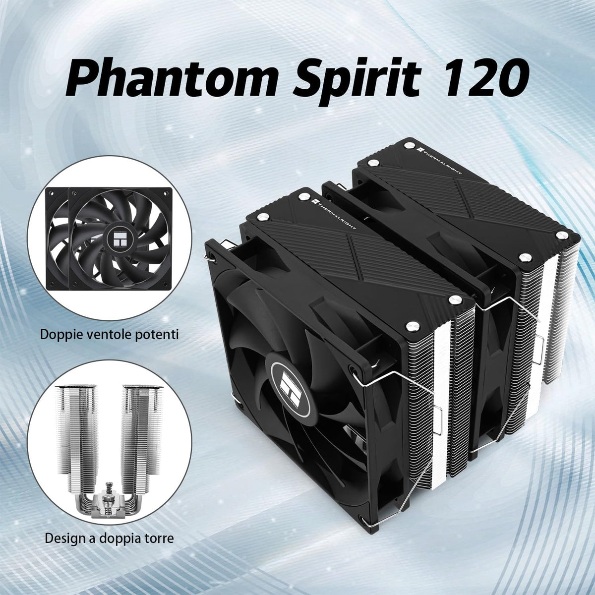 TR Phantom Spirit 120SE CPU-kylare, 7 värmerör, dubbel fläkt TL-C12B V2 PWM, AGHP Technilogy 4.0, för AMD AM4 AM5/Intel 1700/1150/1151/1200