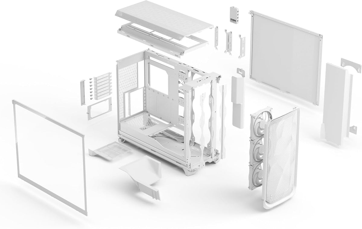 Fractal Design Meshify 3 XL Vit Tempered Glass Klar Toning - Gamingdatorchassi – Meshfront – Tre Momentum 14-fläktar ingår – GPU-stöd upp till 512 mm längd – E-ATX/ATX/mATX-stöd